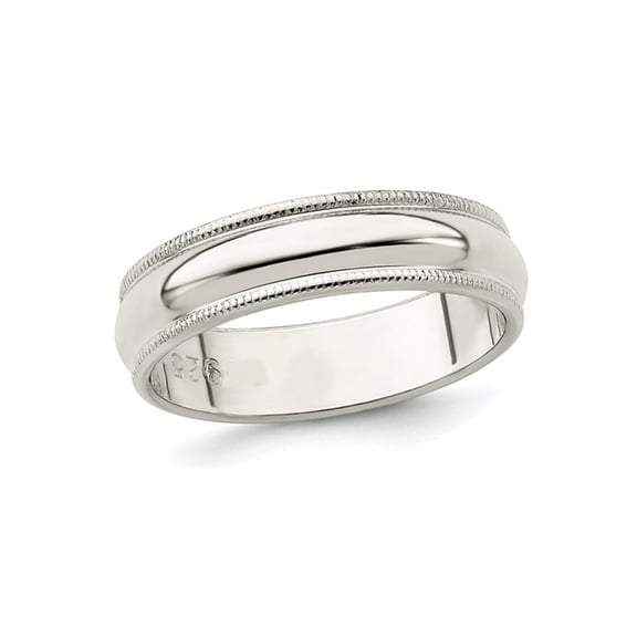Gem & Harmony Ladies or Mens Milgrain Wedding Band Ring in Sterling Silver (5mm) for Men