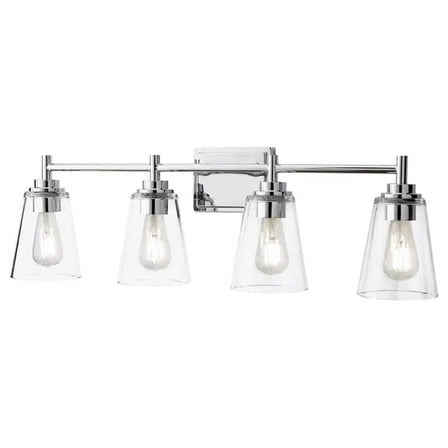 Wakefield 31 in. 4-light Chrome Modern indoor vanity with Clear Glass Shades