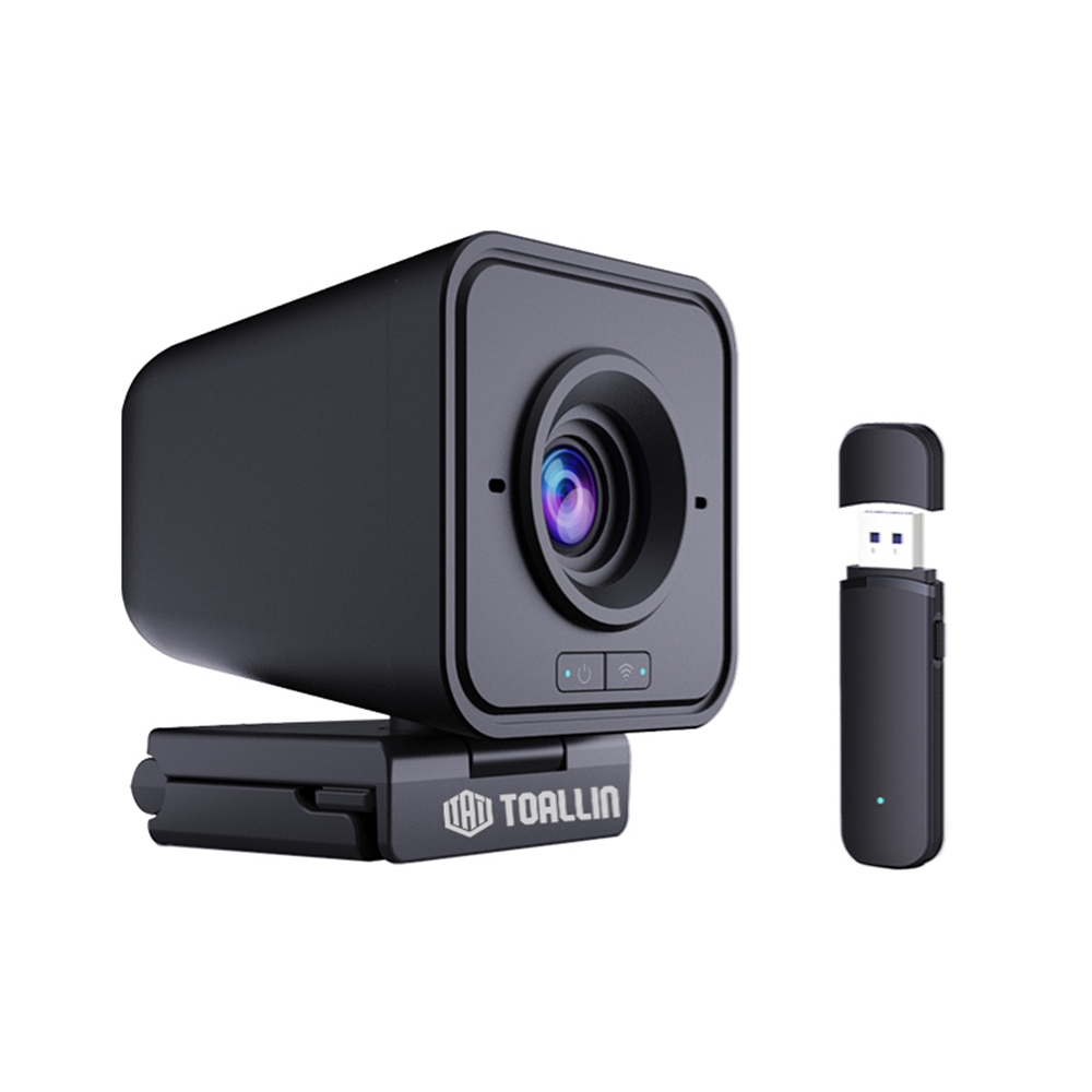 TOALLIN WL168 1080P Wireless Fixed Focus FHD Webcam with Noise-Cancelling Built-in Microphone for PC,with USB Receiver,Plug & Play