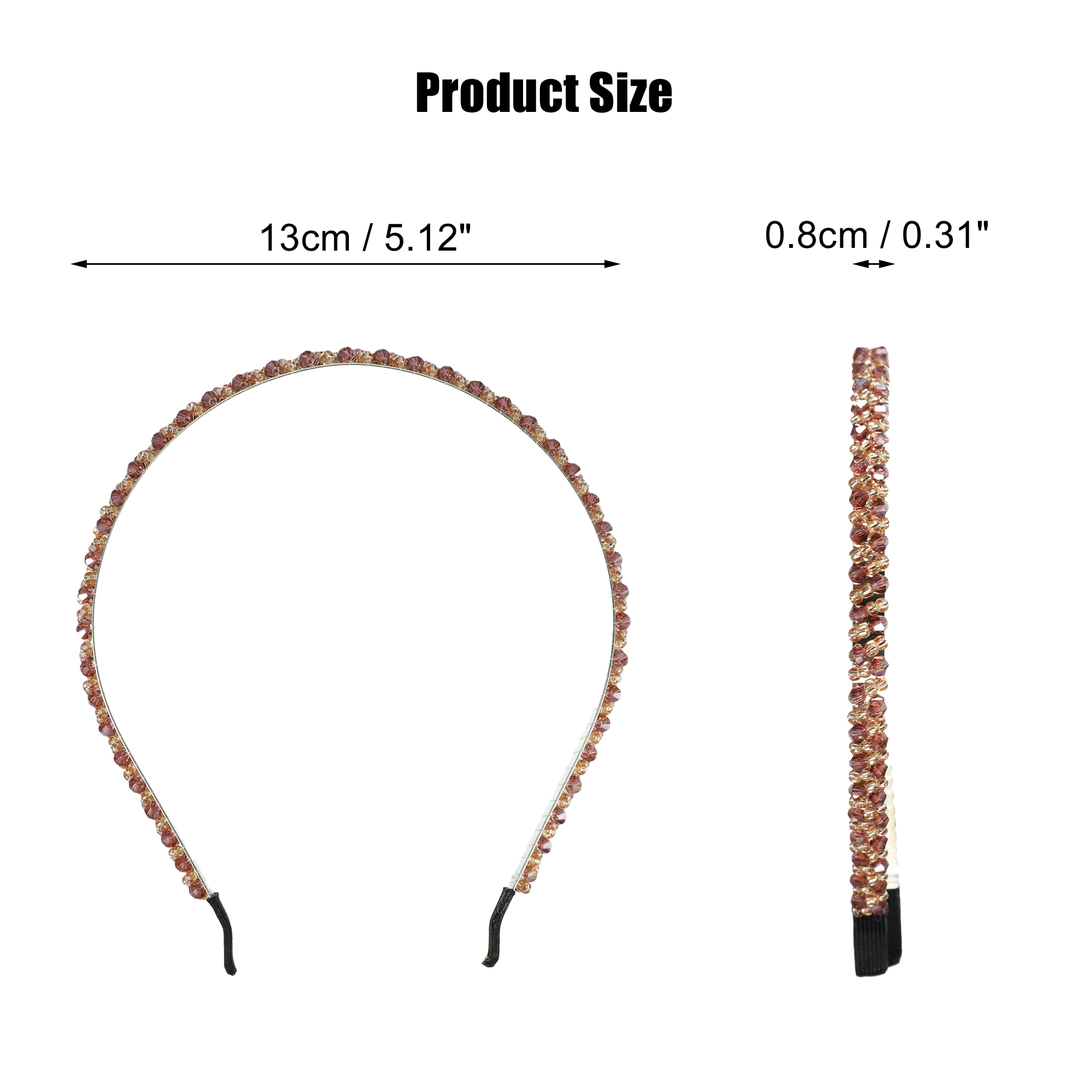 Unique Bargains 1 Pcs 2 Rows Rhinestone Headband Hairband for Women 0.31 Inch Wide Purple
