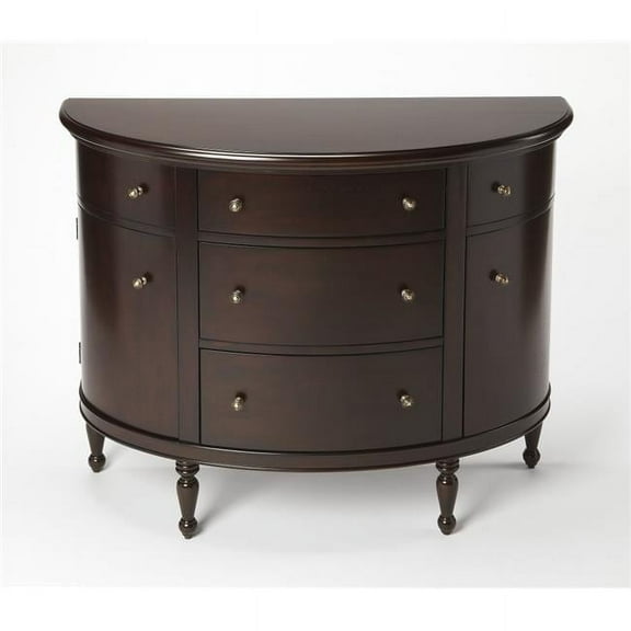 34 in. Bedford Mahogany Demilune Console Chest Table, Dark Brown