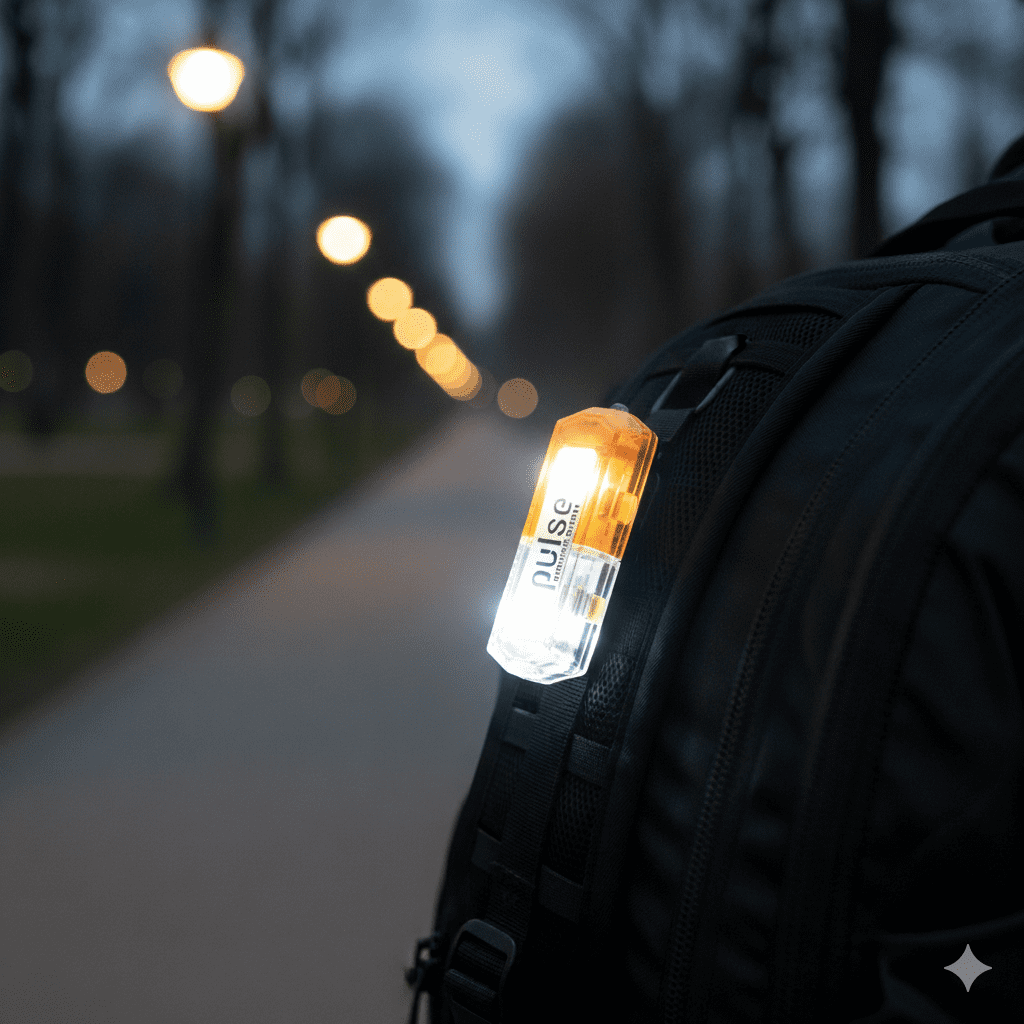 Pulse USB Rechargeable LED Safety Strobe Light, Clip-On Personal Flashlight