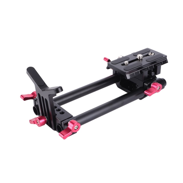 DSLR Camera Quick Release Base Kit, Rain Resistant Adjustable Knob Universal Support 15mm Dual Rod Clamp DSLR Camera Rail Riser Rig System for Telephoto Lens