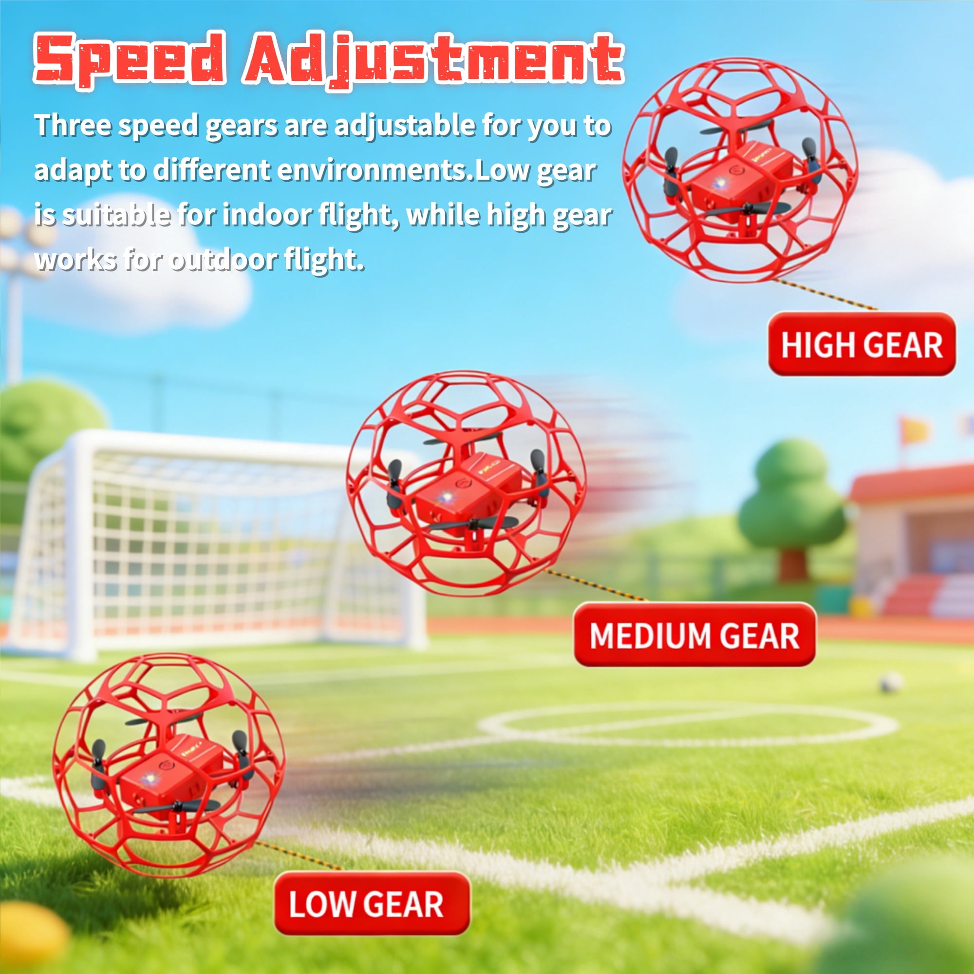 RC Flying Soccer Ball Drone for Kids, Mini Helicopter with Full Protective Net Cage, 360° Flips & LED Lights, One-Key Takeoff, Safe Indoor Outdoor Toy Gift for Boys & Girls.