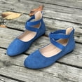 thumbnail image 4 of Miluxas Women's Flats Comfortable Fashion Shoes for Women with Ankle Straps Dressy Ballerina Style Closed Toe for Women Casual Flat Blue 7(39), 4 of 7
