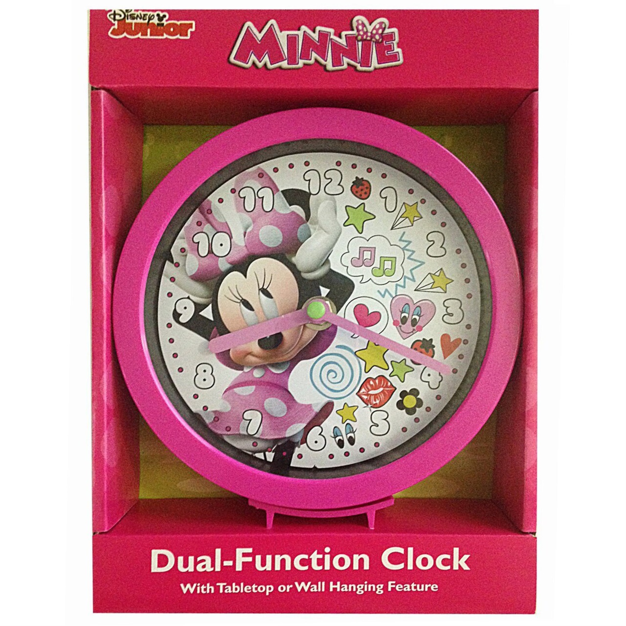 Disney Junior Minnie Mouse 6 Inch Tabletop or Wall Dual Clock
