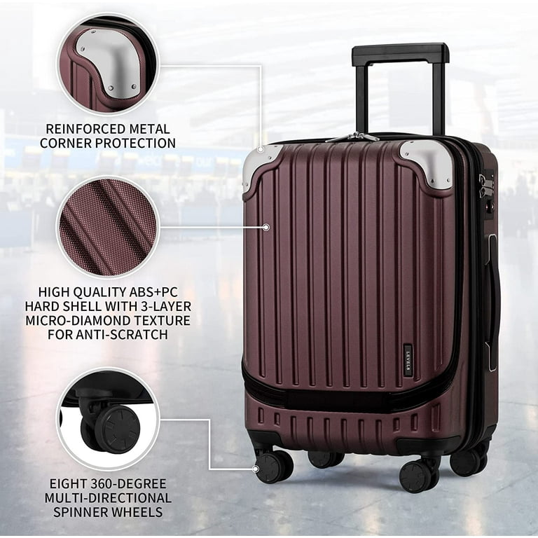 LEVEL8 20” Unisex Expandable Hardside Carry On Luggage, Blue LEVEL8 20” Unisex Expandable Hardside Carry On Luggage, Blue