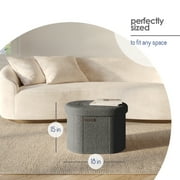 Hearth & Harbor Oval Storage Ottoman Bench, Boucle 18 Ottoman with Storage , Grey