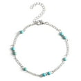 thumbnail image 1 of 1 tobillera de cuentas bohemias (plata), pulseras de tobillo de plata azul, cadena de joyería para pies de playa ajustable para mujeres y niñas Sincero Electrónica, 1 of 5