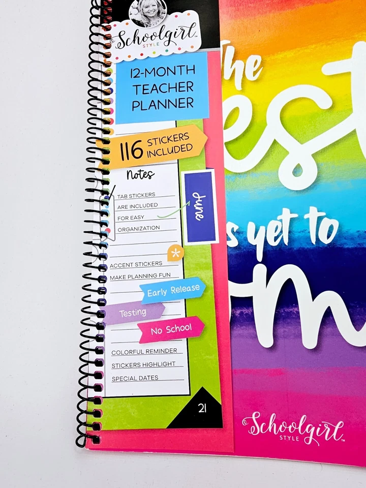 Schoolgirl Style 12 Month Teacher Planner Stickers Rainbow Animal Print Lot Of 2