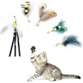 thumbnail image 4 of XINQIHANG Cat Insect Feather Toys Replacement Cat Toy Wand Refills, 6 Pieces Natural Insect Cat Toy Feathers Refill, Interactive Cat Teaser Wand Attachments, with Bell, 4 of 6
