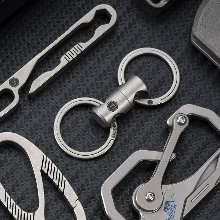 KeyUnity Titanium Swivel Key Chain Rings, Rotatable Key Organizer Linker  for Carabiner, Wind Chime, Plant, DIY Accessory, KA15 Sliver 