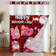 thumbnail image 3 of MIZHONA Valentine's Day Red Black Plaid No Hooks Shower Curtains with Snap in Liner Funny Gnomes Fabric Bathroom Curtain,71"× 83", 3 of 5