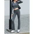 thumbnail image 5 of Douhoow Women Knit 2 Piece Outfits Long Sleeve Zipper Slim Fit Hooded Crop Tops High Waist Long Pants Loungewear, 5 of 9
