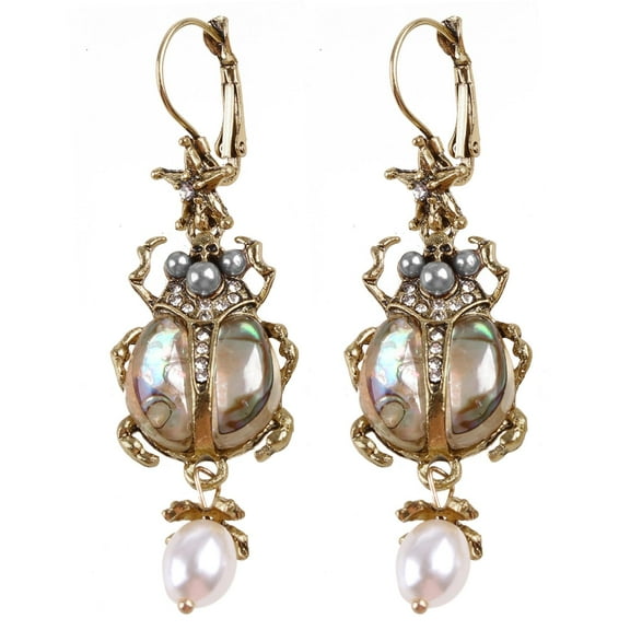 Necvior Nice Beach Dangle Earrings Natural Abalone for Shell Pendant Earrings Freshwater Pearl Beetle Drop Earring Jewelry for W