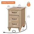 thumbnail image 5 of WAMPAT Modern End Table with Charging Station, Sofa Side Table with Storage Cabinet for Living Room, Nightstand with Drawer for Bedroom, Oak, 5 of 8