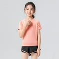 thumbnail image 4 of GYRATEDREAM Kids Summer Moisture Wicking Sports Yoga T-Shirt Round Neck Short Sleeve Quick Dry Elastic Undershirt Boys & Girls Childs Aged 4 Years-12 Years, 4 of 6