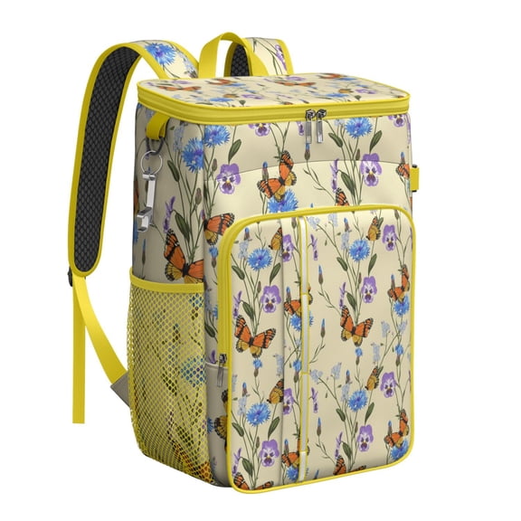 Artistic Butterfly Backpack Cooler – Leakproof Insulated Lunch Bag with Colorful Floral Design, Ideal for Travel, Camping & Office