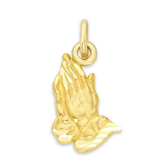 Golden Fire Dainty Gold Prayer Hands Charm in 10k Gold, Bracelet Charms, Comes with Gift Box