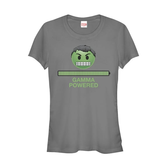 Junior's Marvel Hulk Gamma Powered Emoticon Graphic Tee Charcoal X Large