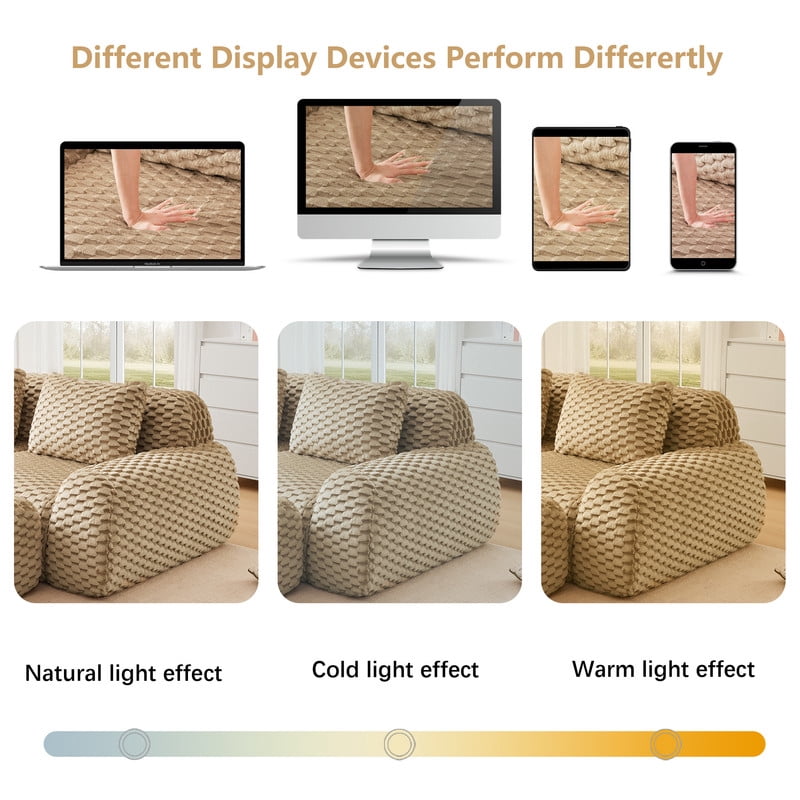 82" Modern Modular Sectional Sofa for Living Room,Flannelette Fabric,highly textured,Oversized 2-Seater Couch with Deep Seat,Buckle connection,Anti-slip Design,No Assembly,boneless sofa,Light Camel