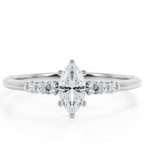 JeenMata 1 Carat Elegant Marquise Cut Engagement Ring in 18K White Gold Plating for Women