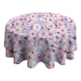 thumbnail image 4 of Pioneer Flower Floral Print Pattern Round Tablecloth 60"x60",Wrinkle Wipeable Table Cloth for Kitchen Dining Room Picnic Patio Party, 4 of 6