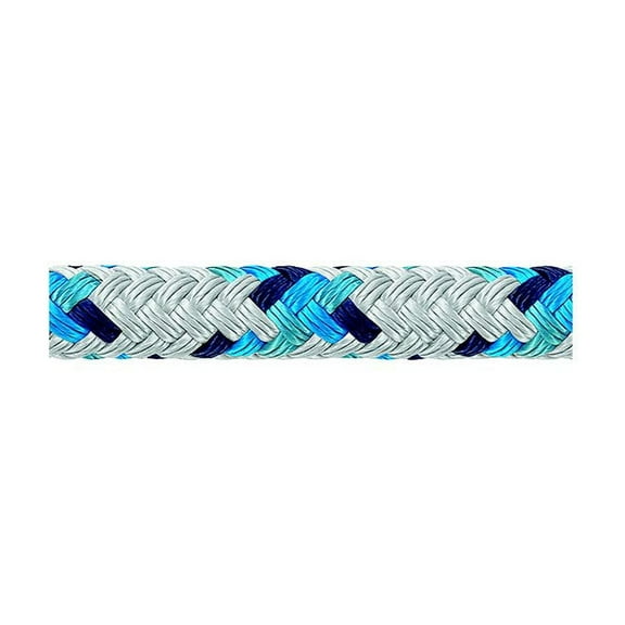 Samson 435026805030 XLS3 Yacht Braid, 13/32" (10mm) x 500', White w/Blue Tracer