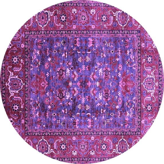 Ahgly Company Indoor Round Oriental Purple Industrial Area Rugs, 4' Round
