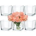 thumbnail image 1 of Set de 6 floreros cuadrados de vidrio transparente CONNOO, cubo de 13 cm, 1 of 9