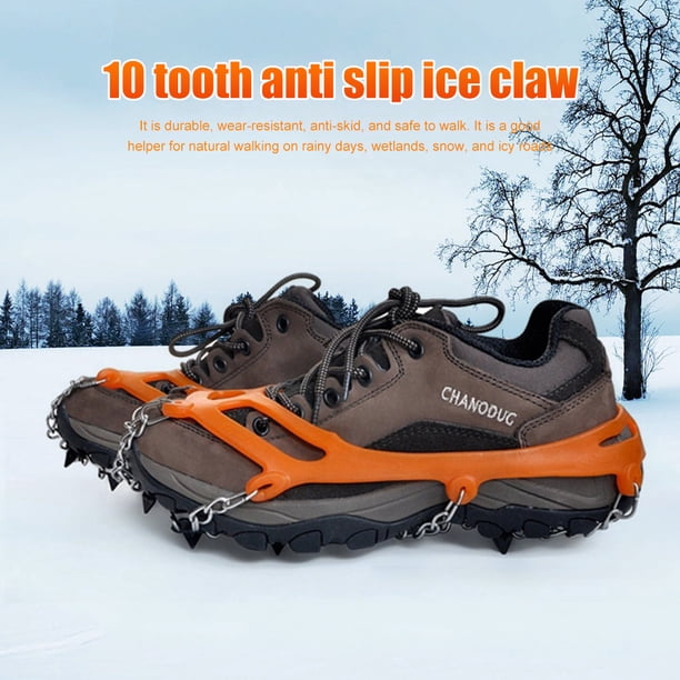 10 tacos Ice Gripper antideslizante MTB zapatos crampones para caminar en la nieve (naranja M)