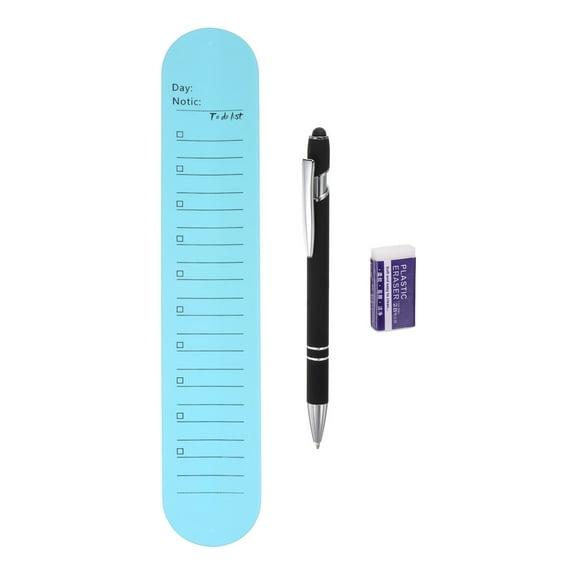 Uxcell Silicone Memo Wrist Band 9.37"x1.8" Wearable Slap Bracelets Block Line Wristbands with Pen and Eraser, Blue