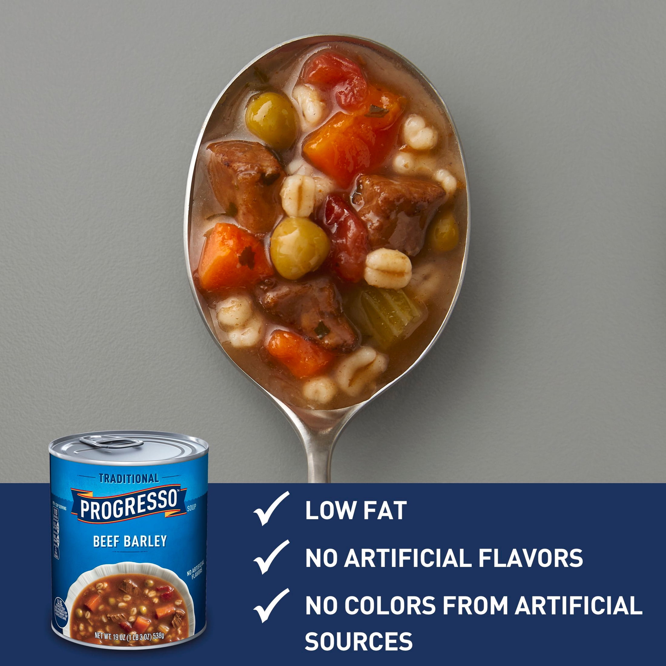 (12 pack) Progresso Traditional, Ready to Serve Beef Barley Soup, 19 oz.