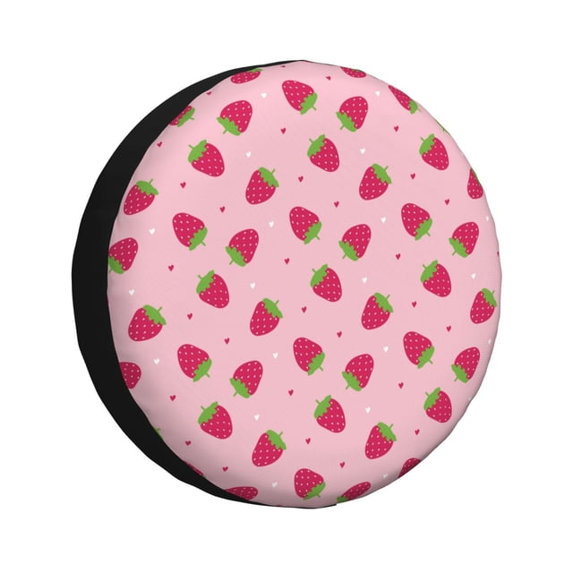 Fotbe Strawberries Funda de Llanta de Repuesto con Estampado, Engrosada, Ajuste Universal para Jeep, Remolque, RV, SUV, Camión-15 inch
