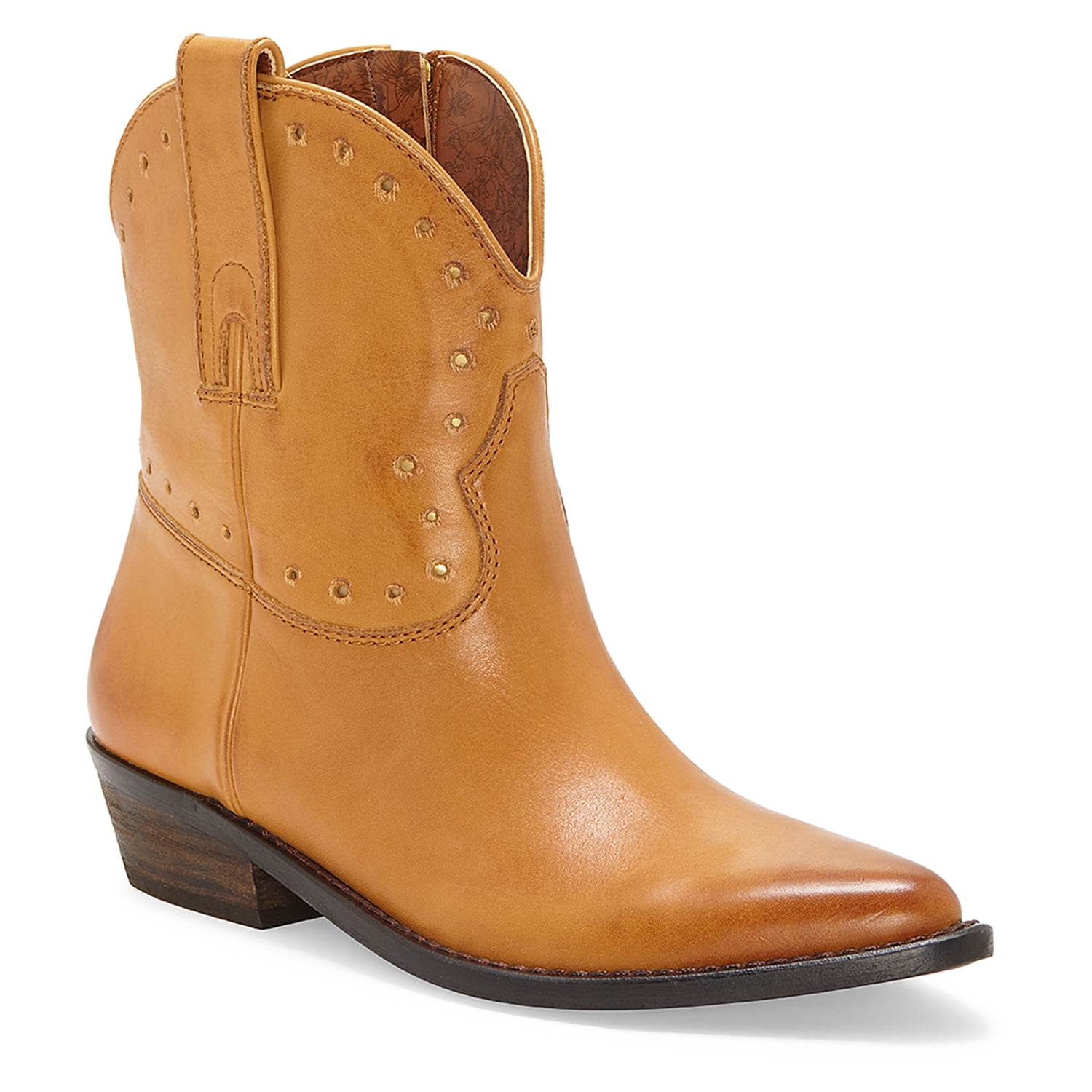 Lucky Brand Women's ChantelX Leather AlmondToe Stacked Block Heel