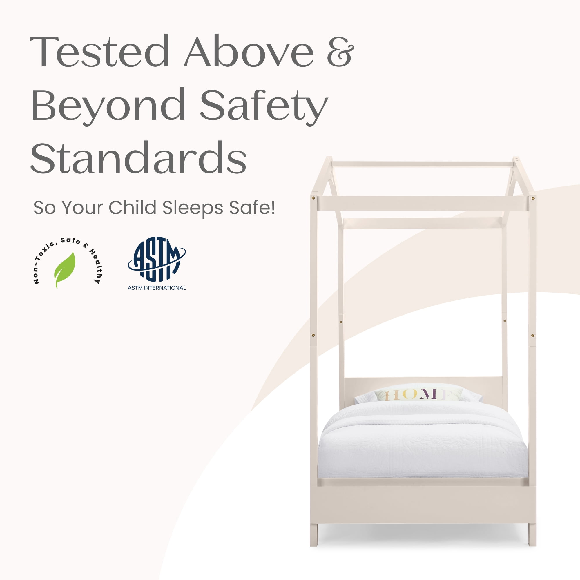 Delta Children Poppy House Wood Twin Bed, Platform Bed - No Box Spring Needed, Natural Sandstone