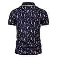 thumbnail image 3 of CEHVOM Fashion Men's Collar Top Stand Collar Print Short Sleeve Button Matching Summer, 3 of 4