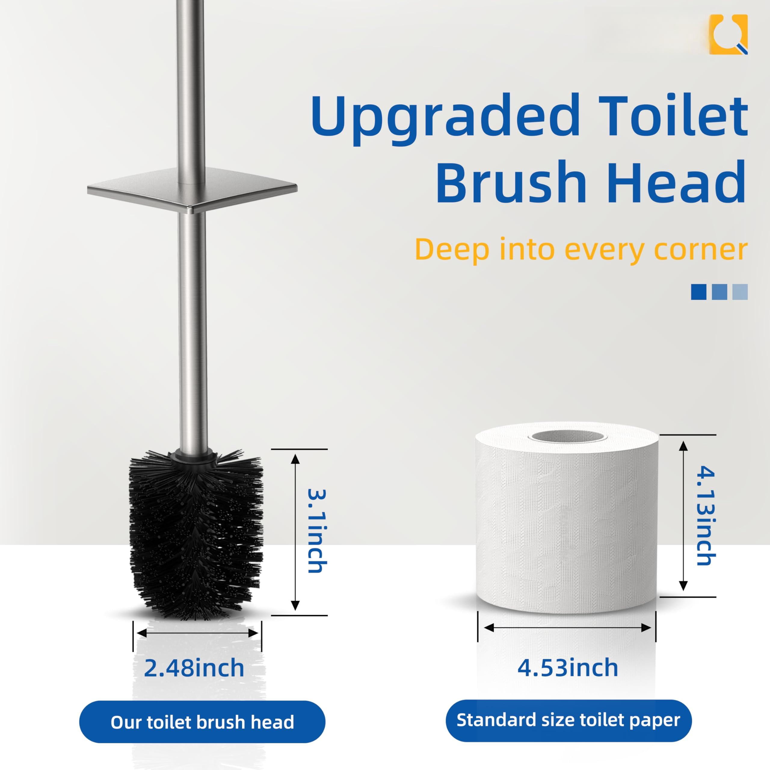 Toilet Brush and Holder Set Square Bowl Brushed Nickel 1 Pack