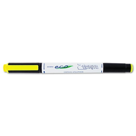 Zebra Eco Zebrite Double-Ended Highlighter, Chisel/Fine Point, Fluor Yellow, Dozen -ZEB75050
