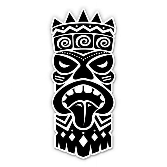 Tiki Hawaiian Torch Face - 3" Vinyl Sticker - For Car Laptop Water Bottle Phone - Waterproof Decal