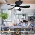 thumbnail image 4 of 35-Inch Low Profile Ceiling Fan with Light - Dimmable LED, 6-Speed and 3 CCT, Quiet DC Motor, Remote Control, 5 Black Blades for Indoor/Outdoor, 4 of 8