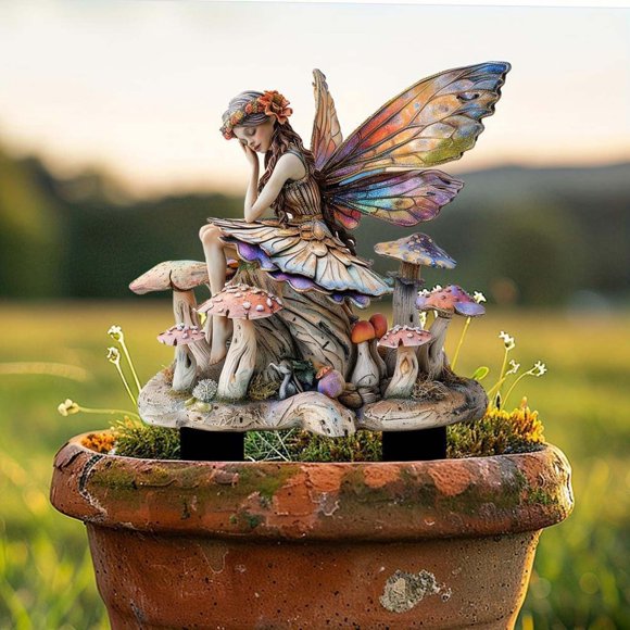 JJKBVCLO Garden Fairy Statue Garden Fairy Flowerpot Decorative Statue Succulent Pot Garden Figurine Outdoor Sculptures Figurine Gardening