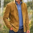 thumbnail image 2 of Men Lapel Jacket Casual Single Breasted Solid Color Comfortable Long Sleeve Coat for Cold Weather Brown M, 2 of 5
