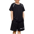 thumbnail image 3 of Toddler Boy Outfits Athletic Solid Print Short Sleeve Crew Neck T-Shirt Top And Shorts 2 Piece Daily Wear Boys' Clothing Sets Size 3-4 Years, 3 of 9