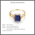 thumbnail image 5 of Gem Stone King 3-Stone Ring for Women | 18K Yellow Gold Plated Silver | 9X7MM Emerald Cut Gemstone Birthstone & Lab Grown Diamond | Wedding Anniversary Engagement Ring | Size 5-9 | Blue Lapis | 5, 5 of 5