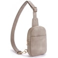 thumbnail image 1 of Bolso tipo bandolera Telena pequeño de cuero gris para llevar en el pecho, 1 of 7