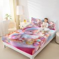 thumbnail image 4 of Homewish Kawaii Santa Claus Bed Sheets for Girl, Dreamy Glitter Xmas Tree King Sheets, Cute Christmas Cartoon Sheet Set, Breathable Home Decor, 4pcs, 4 of 7