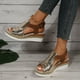 thumbnail image 3 of Sandalias de cuña con boca de pez de estilo europeo y americano de verano, sandalias de mujer de suela gruesa con hebilla de cinturón plisado de gran tamaño, 3 of 6