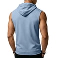 thumbnail image 3 of Havenx Hooded Tank Tops for Men Sleeveless Drawstring Hoodies with Pockets Solid Color Shirt Sports Training Bodybuilding Athletic Muscle Gym Activewear,Light Blue S, 3 of 5