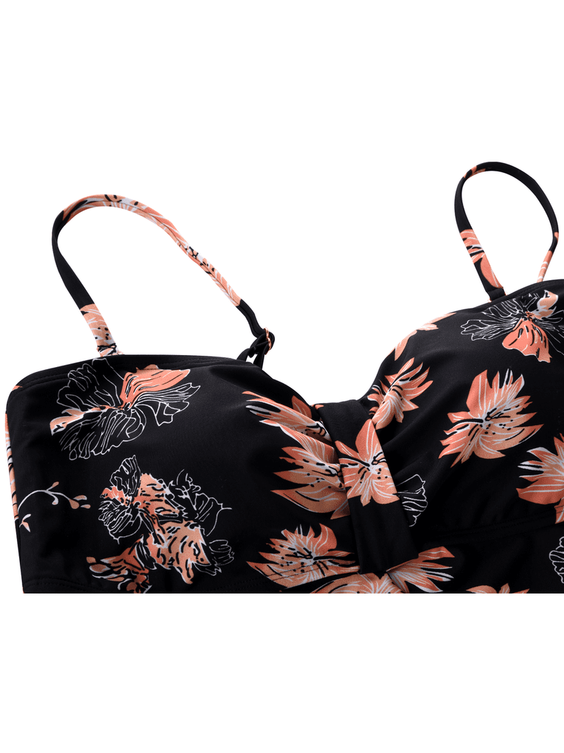 Costume Tankini Hilor Flyaway | Bandeau Con Volant, Coppe Morbide, Copre La Pancia
